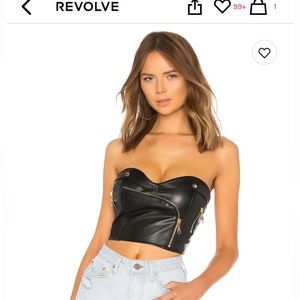 Lexy moto faux leather corset in black